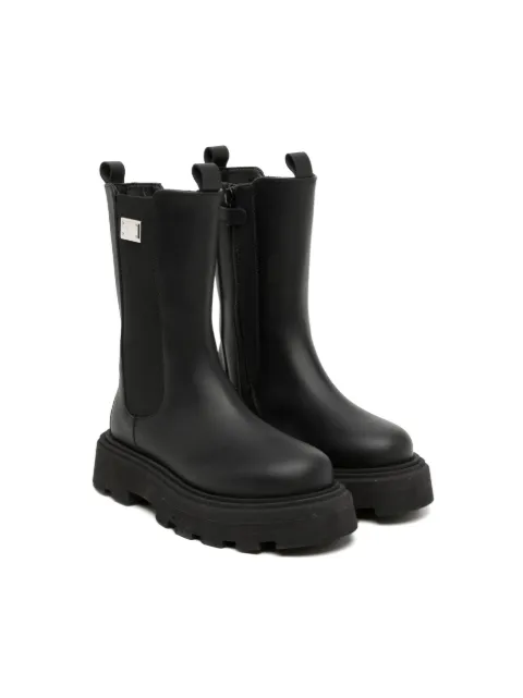 Dolce & Gabbana Kids logo-plaque leather ankle boots