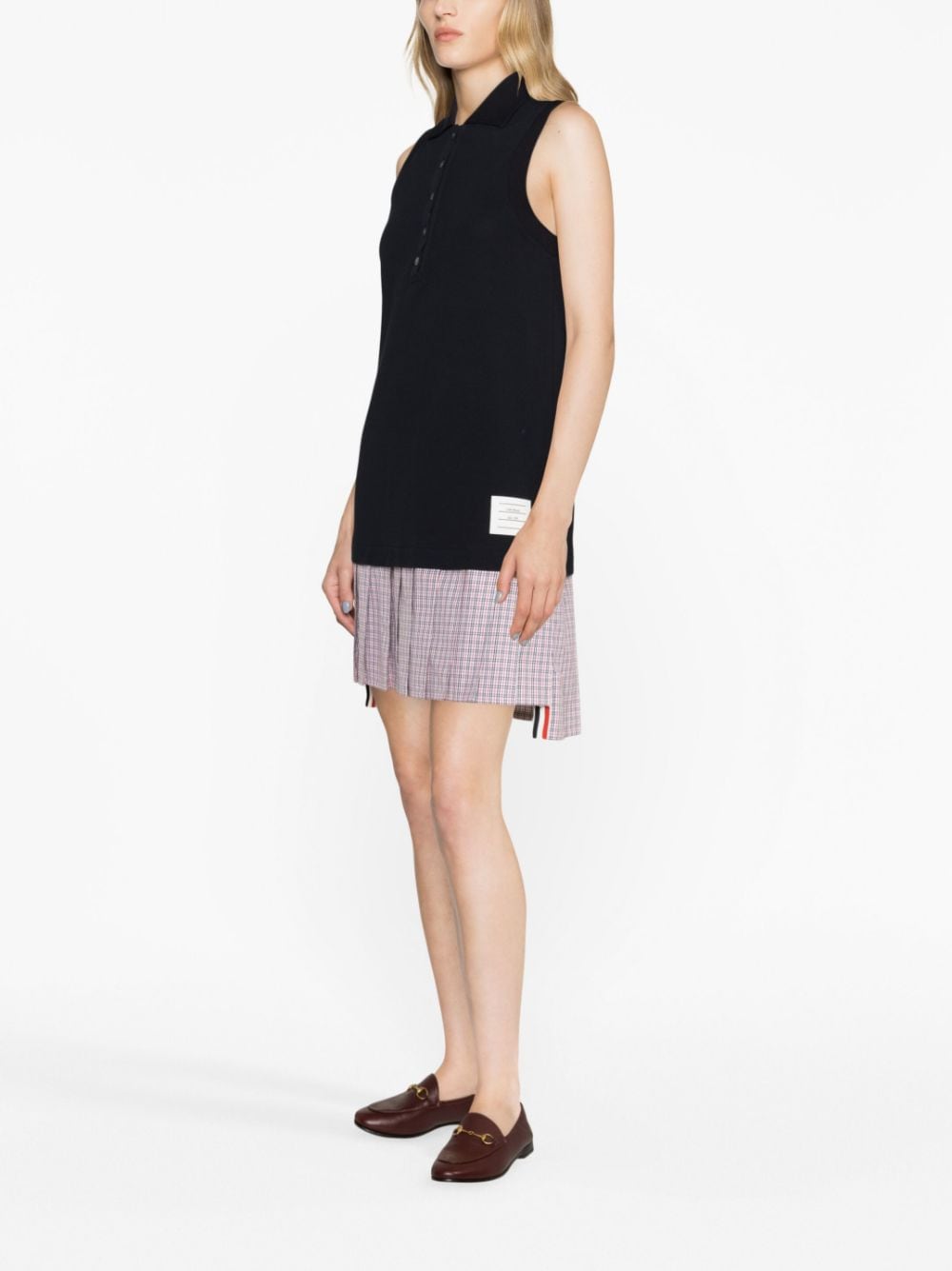 Shop Thom Browne Pleated-skirt Polo Minidress In Blue
