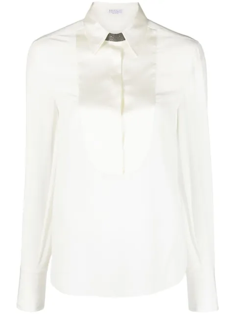 Brunello Cucinelli Monili-embellishment silk top