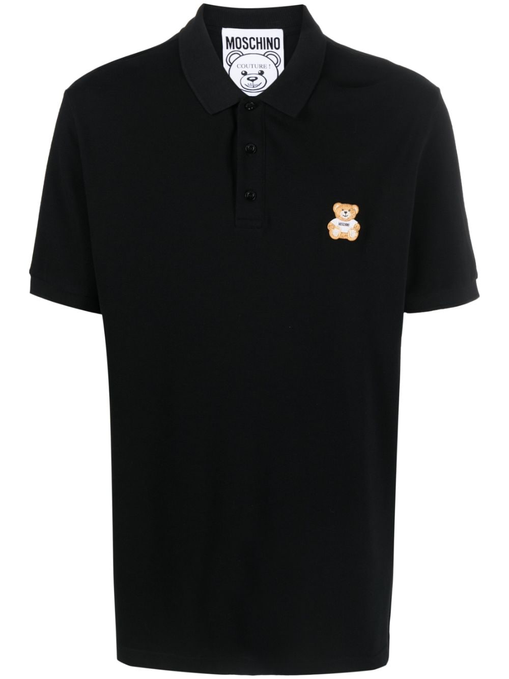 Shop Moschino Teddy Bear Piqué Polo Shirt In Black