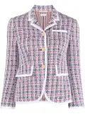 Thom Browne check-pattern tweed jacket - White