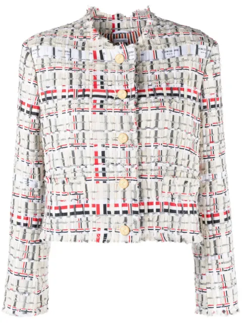 Thom Browne RWB stripe deconstructed-design tweed jacket