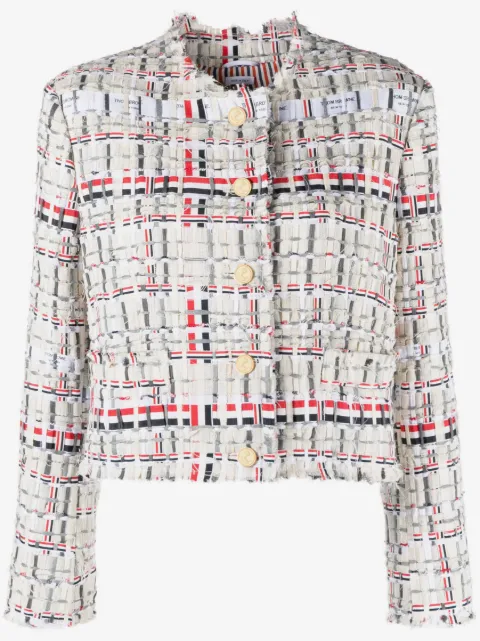 Thom Browne RWB stripe deconstructed-design tweed jacket