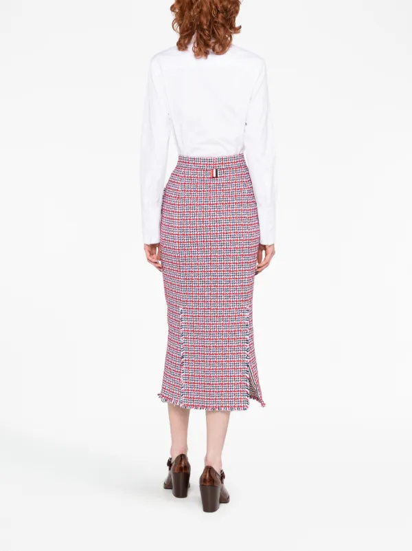 Thom Browne チェック ツイードスカート | ホワイト | FARFETCH JP