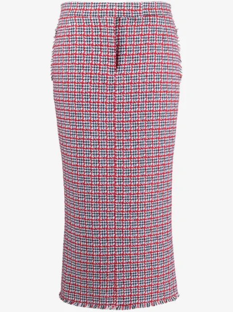 Thom Browne check-pattern tweed midi skirt