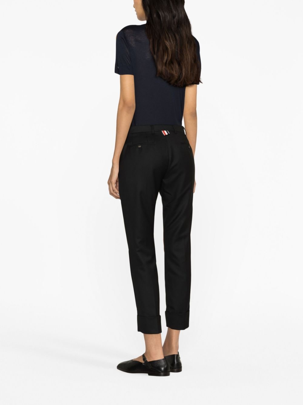 Shop Thom Browne Cropped Tailored Trousers In Black