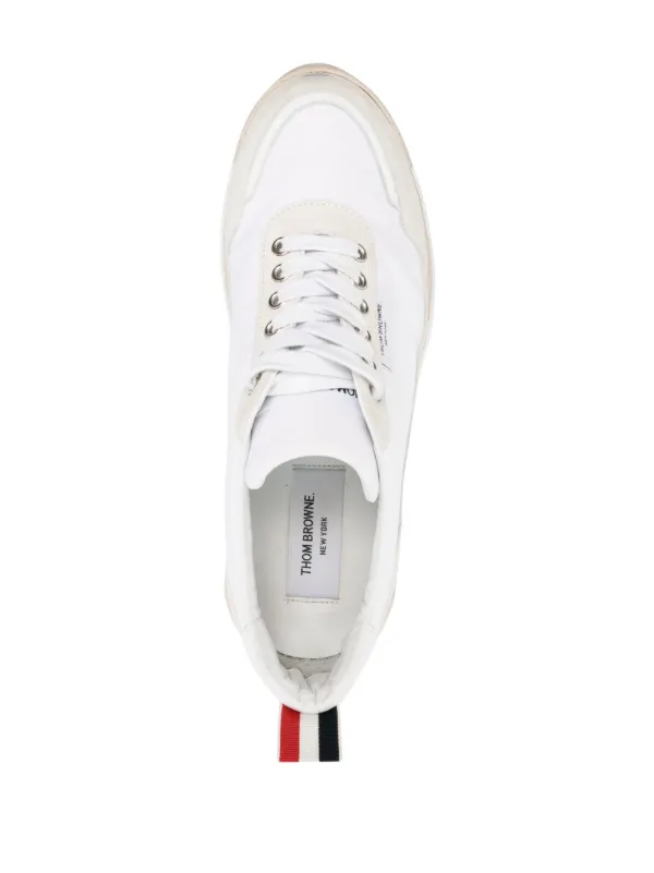 Thom Browne Tech Runner Suede Sneakers | White | FARFETCH