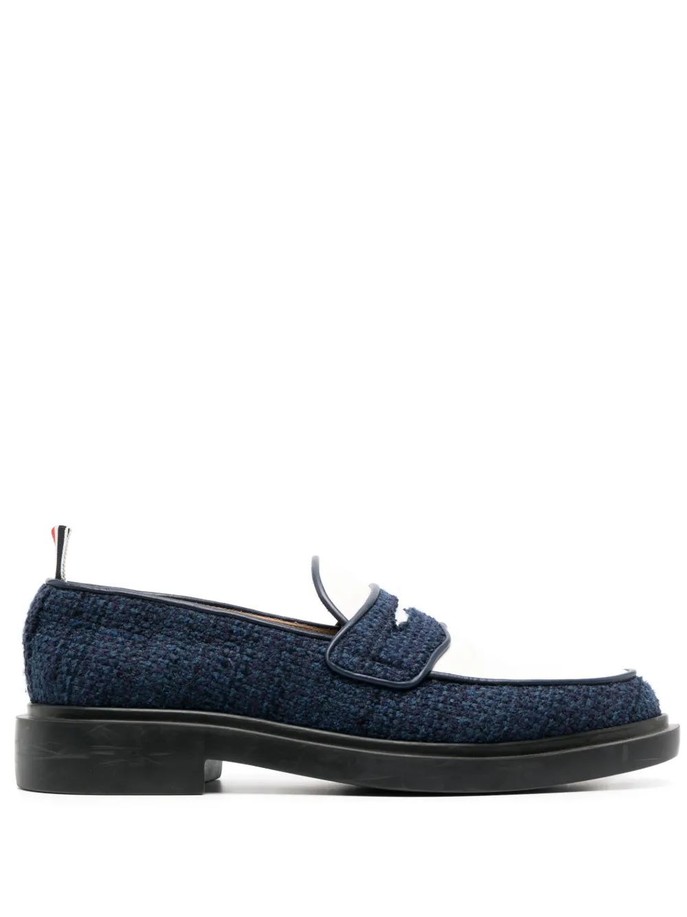 penny-slot tweed loafers