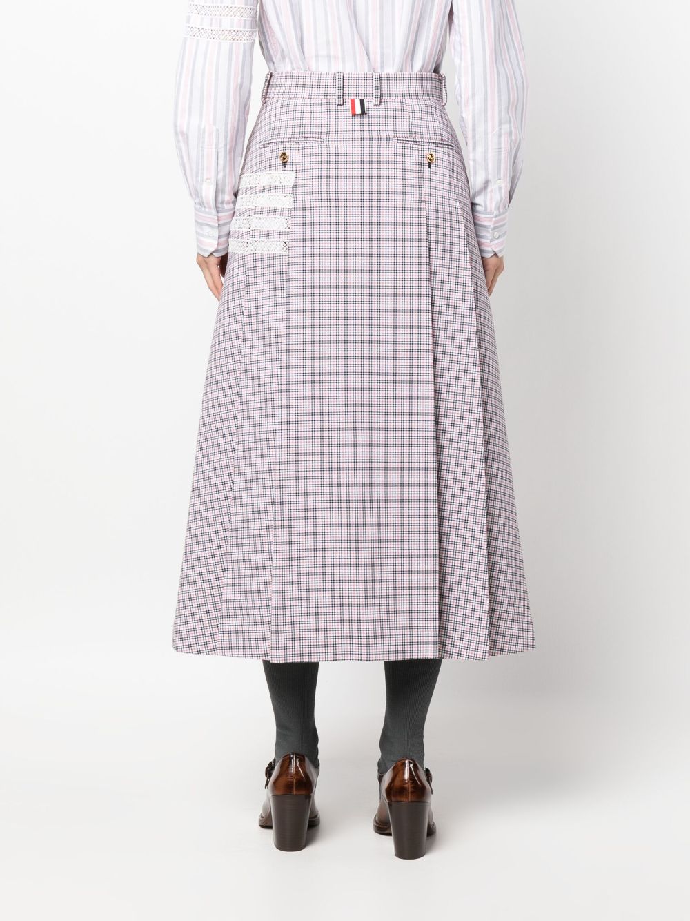 Shop Thom Browne High-waisted Pleated Skirt In White
