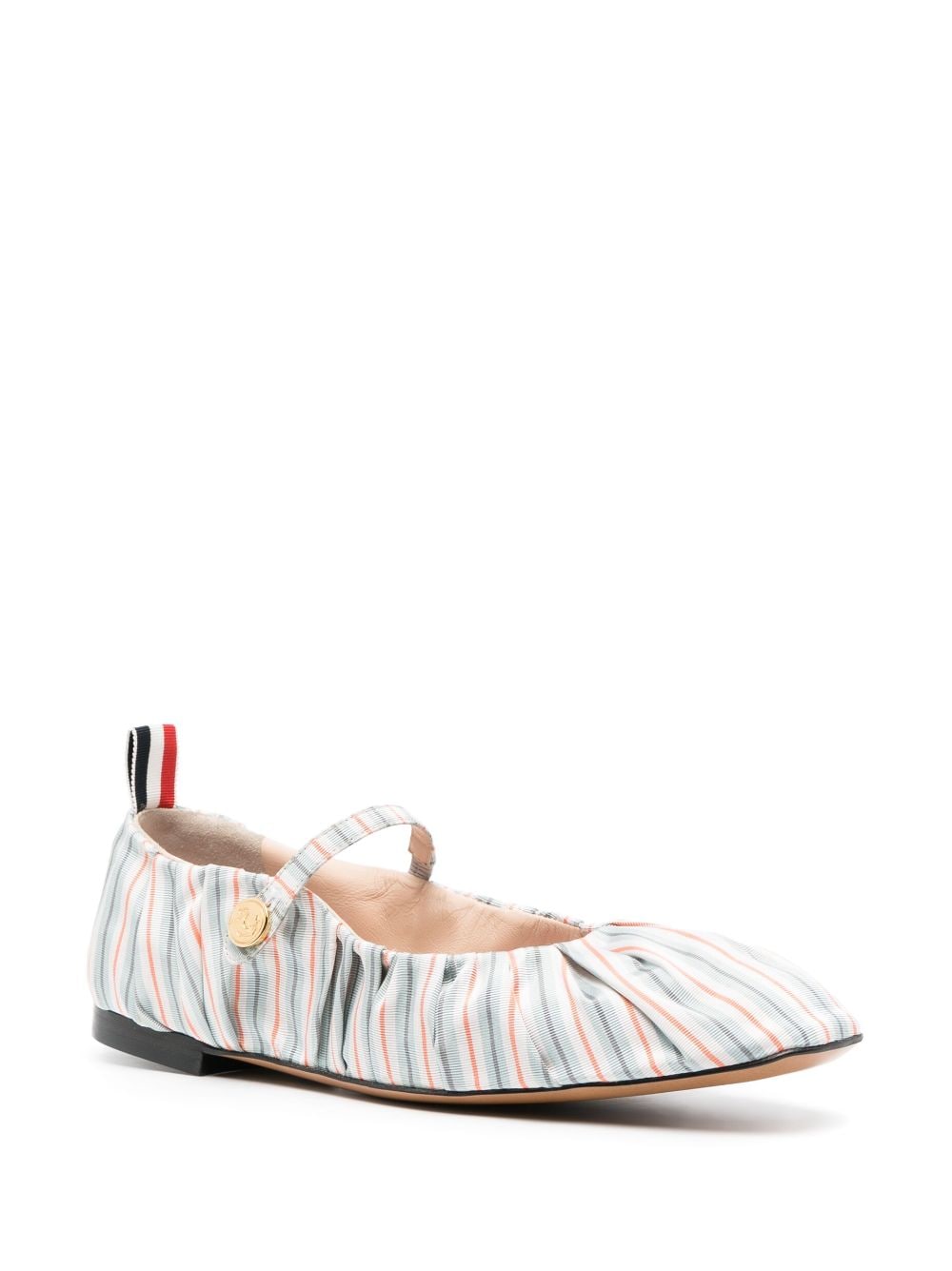 Shop Thom Browne Stripe-pattern Cotton Ballerina Shoes In Orange