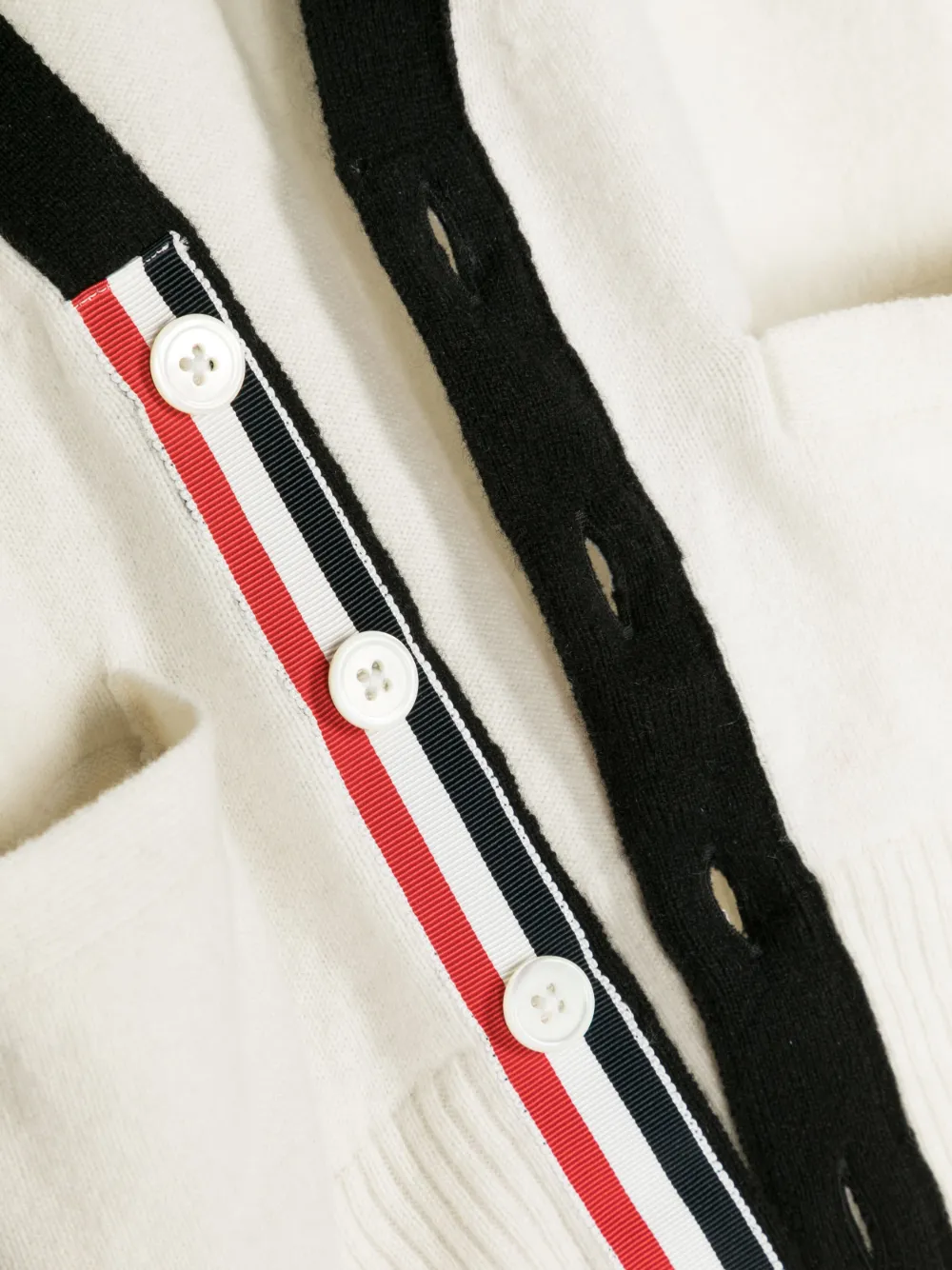 Shop Thom Browne Stripe-detailing Wool-blend Cardigan In Neutrals