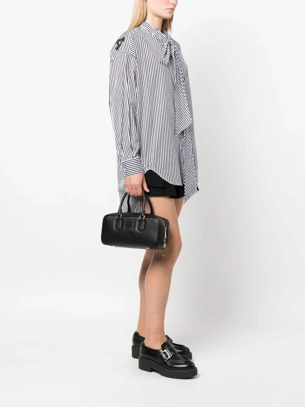 Miu Miu Arcadie leather tote bag - Zwart