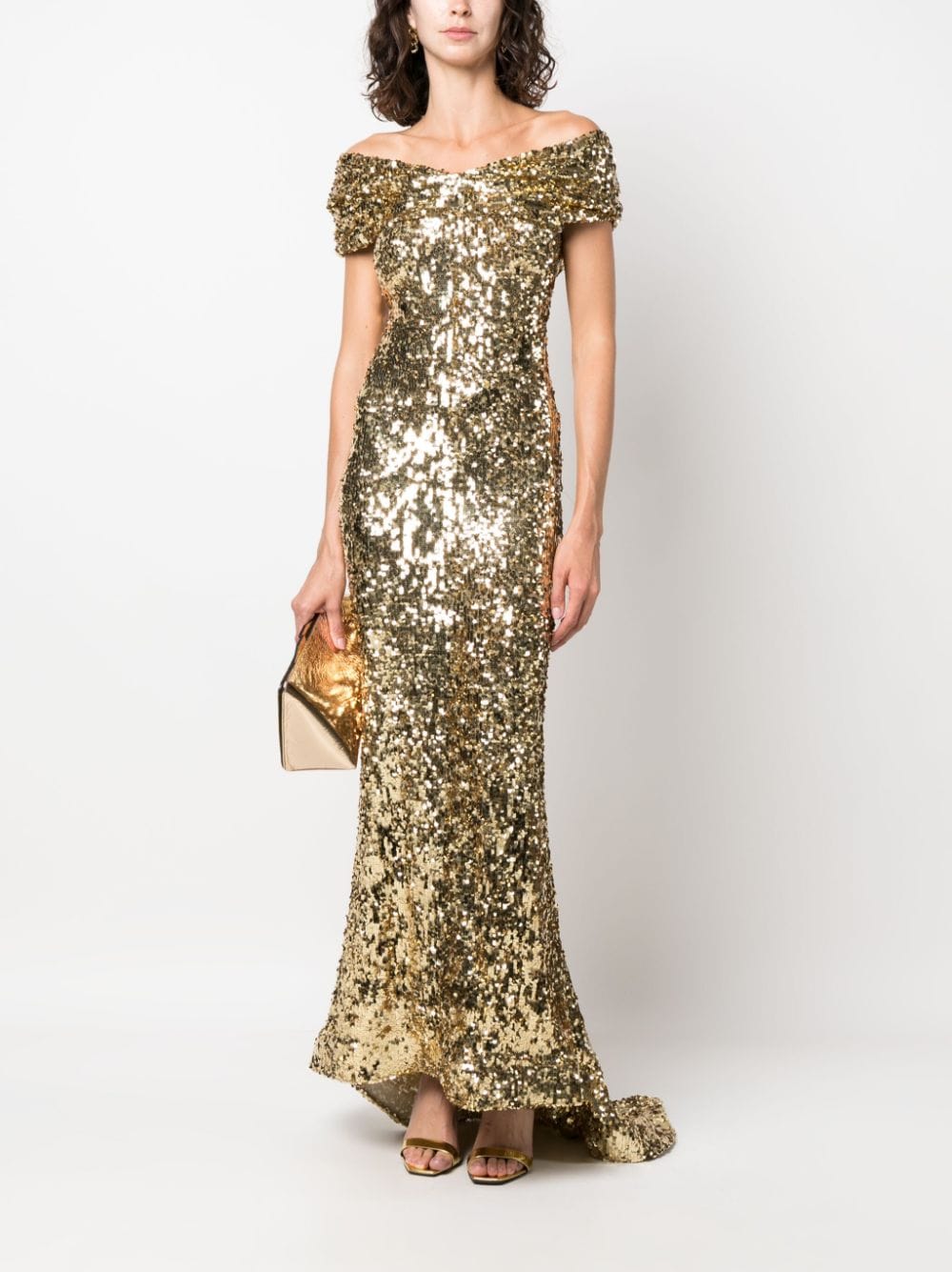 Shop Atu Body Couture Sequin-embellished Gown In Gold