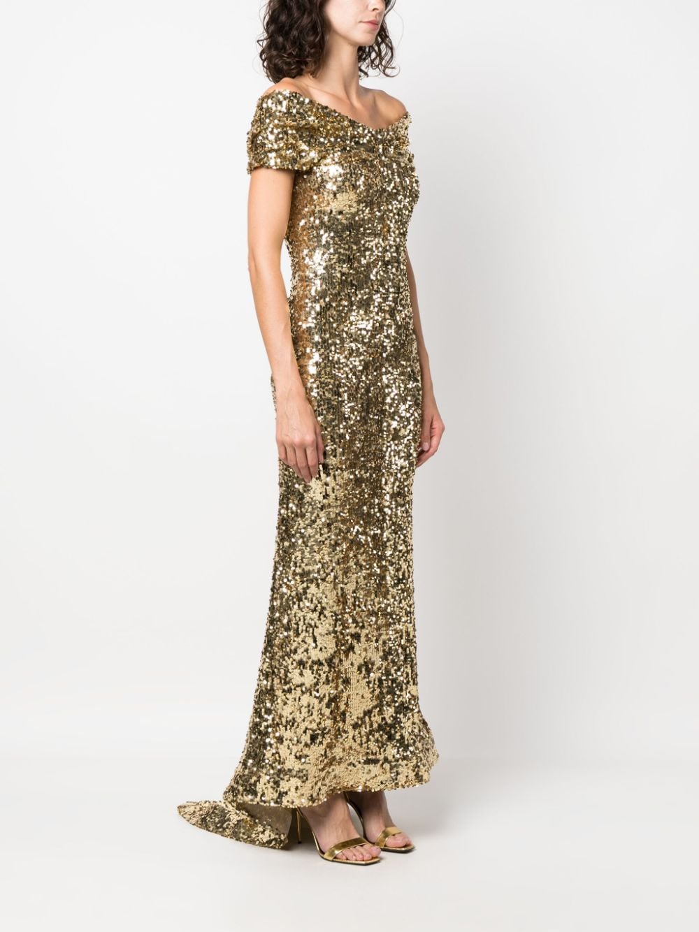 Shop Atu Body Couture Sequin-embellished Gown In Gold