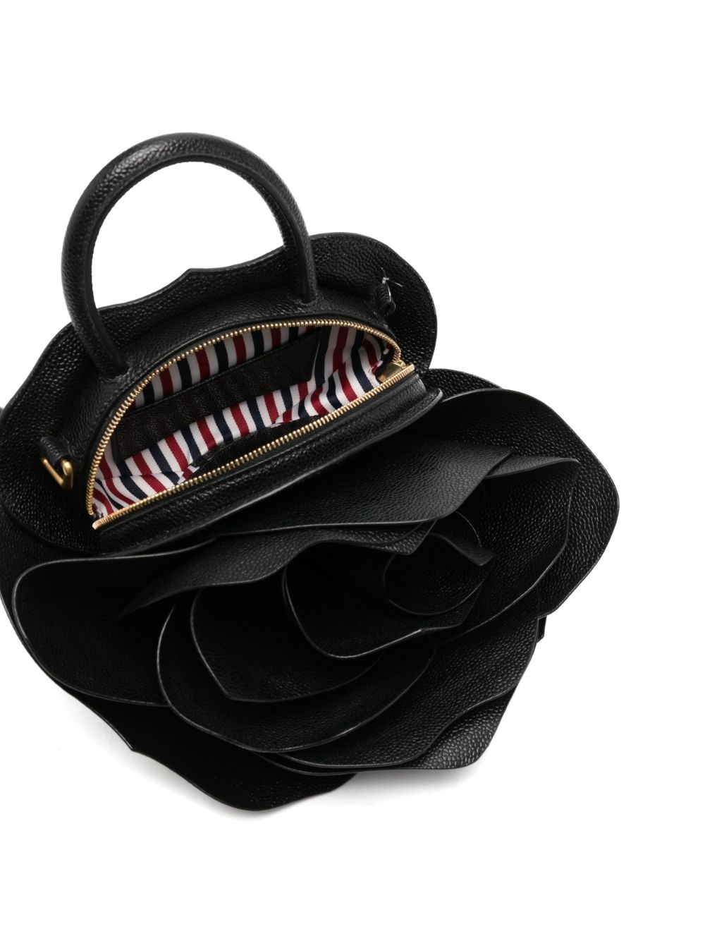 Shop Thom Browne Small Rose Pebbled Crossbody Bag In Black