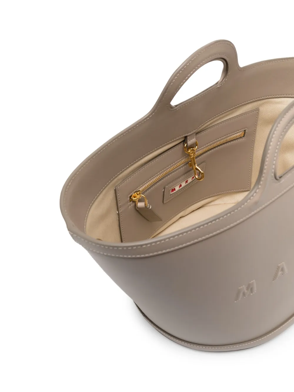 Marni Large Tropicalia Leather Tote Bag In Grey