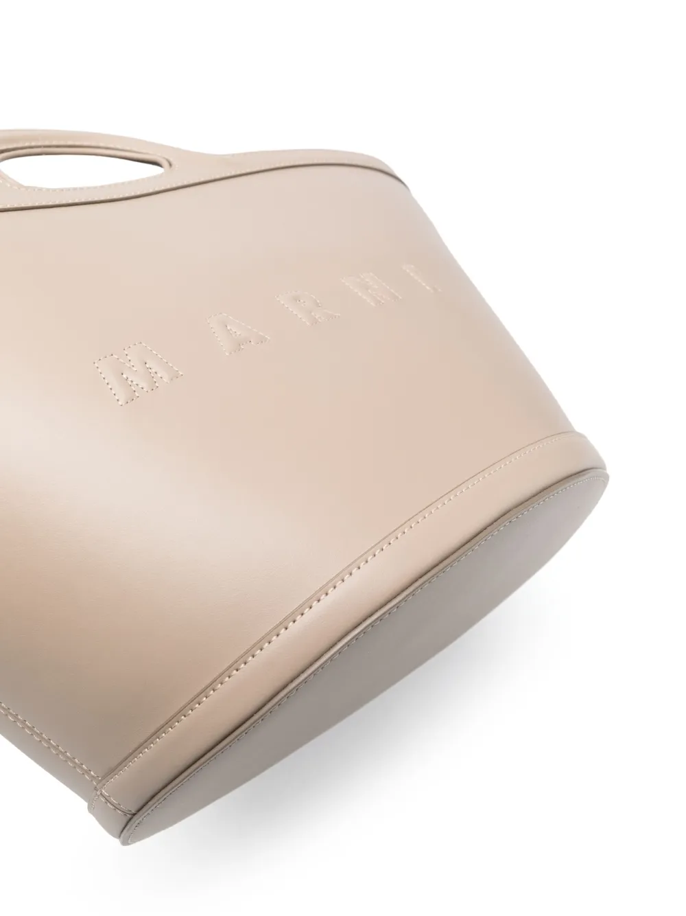 Marni Large Tropicalia Leather Tote Bag In Grey