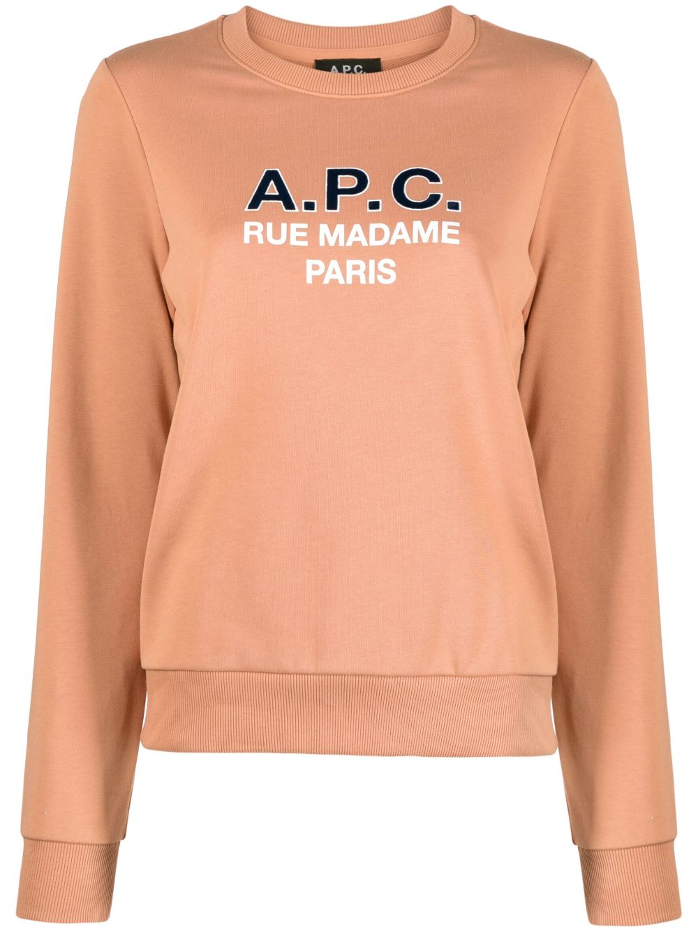 Shop Apc Madame Logo-print Cotton Sweatshirt In Pink