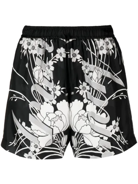 AMIRI shorts deportivos de seda con estampado floral