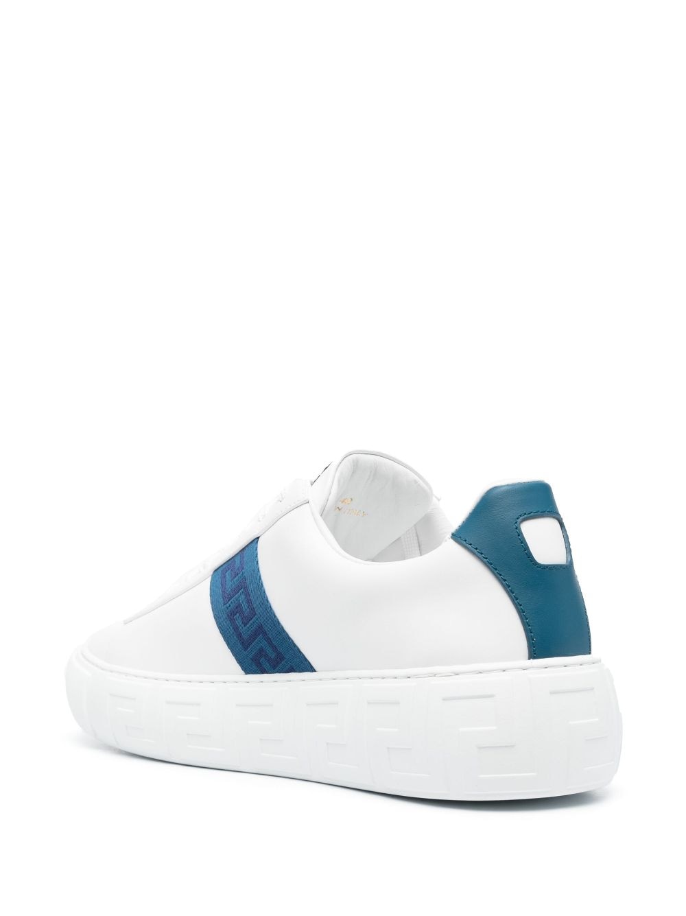 Shop Versace Greca Stripe Low-top Sneakers In White