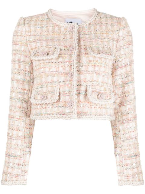 Self-Portrait cropped bouclé jacket