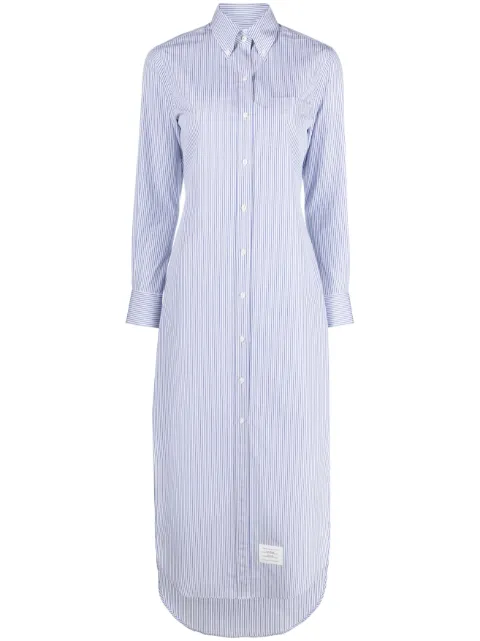Thom Browne logo-patch striped maxi shirtdress