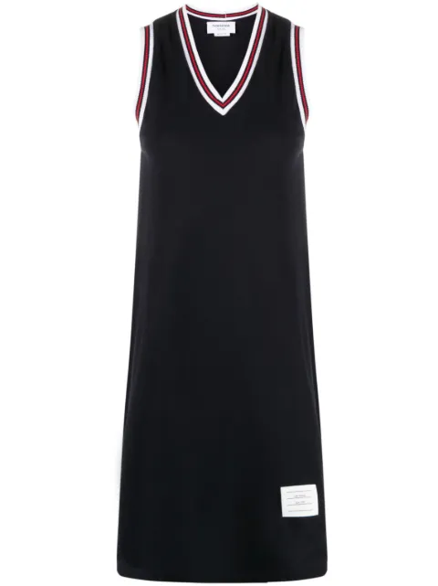 Thom Browne vestido corto de piqué con motivo de rayas RWB