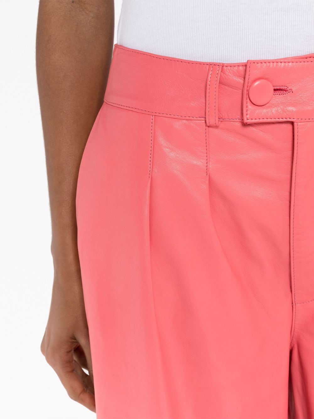 Shop Liska Hose Leather Cropped Trousers In Pink