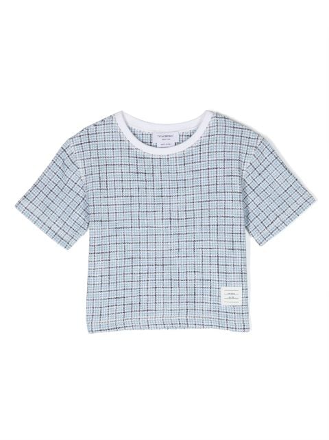 Thom Browne Kids plaid-pattern tweed T-shirt