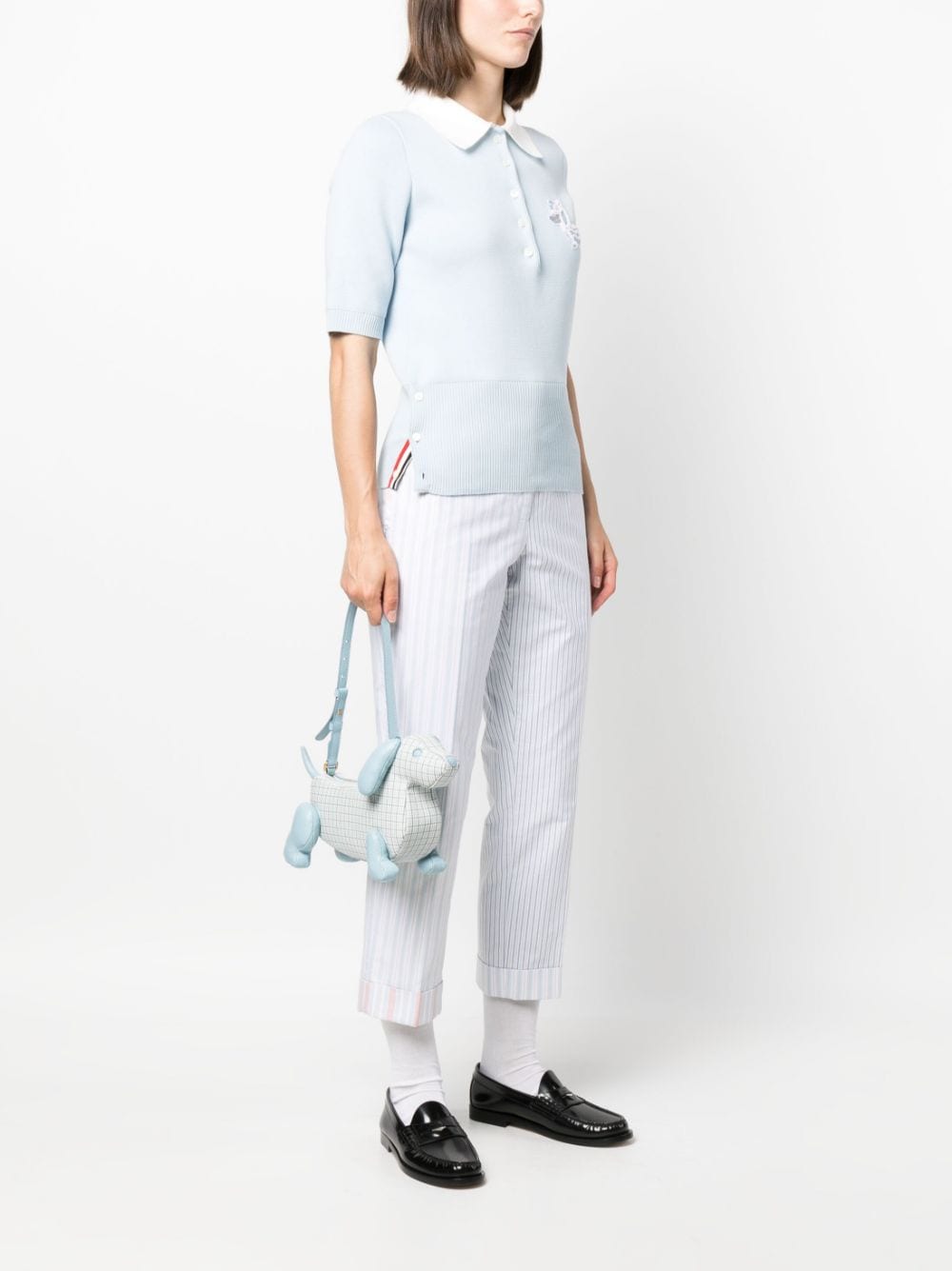 Shop Thom Browne Hector Check-pattern Handbag In White