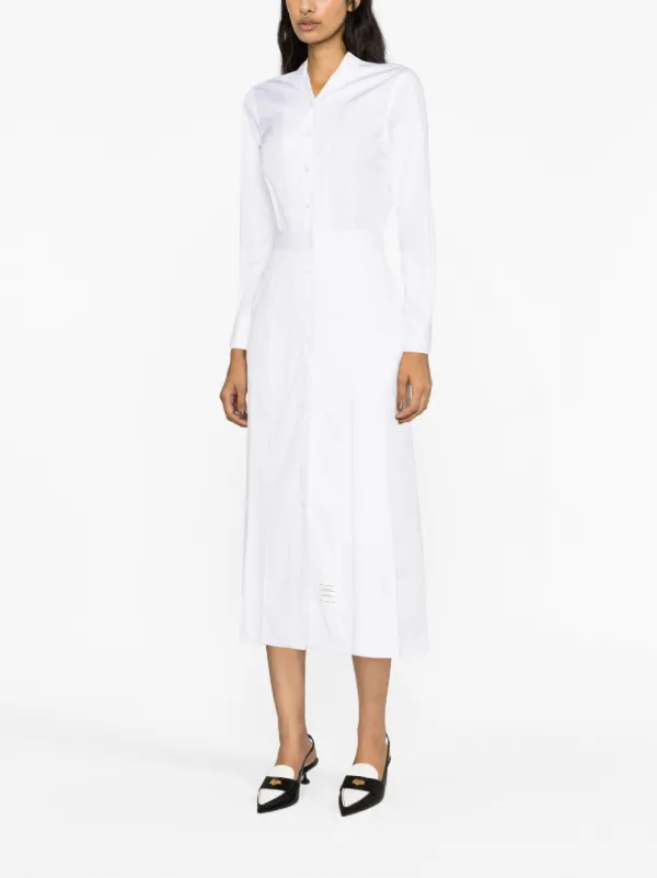 【関税&送料込】Thom Browne Shirt Dress Thom Browne Pleated Poplin Shirtdress | White | FARFETCH