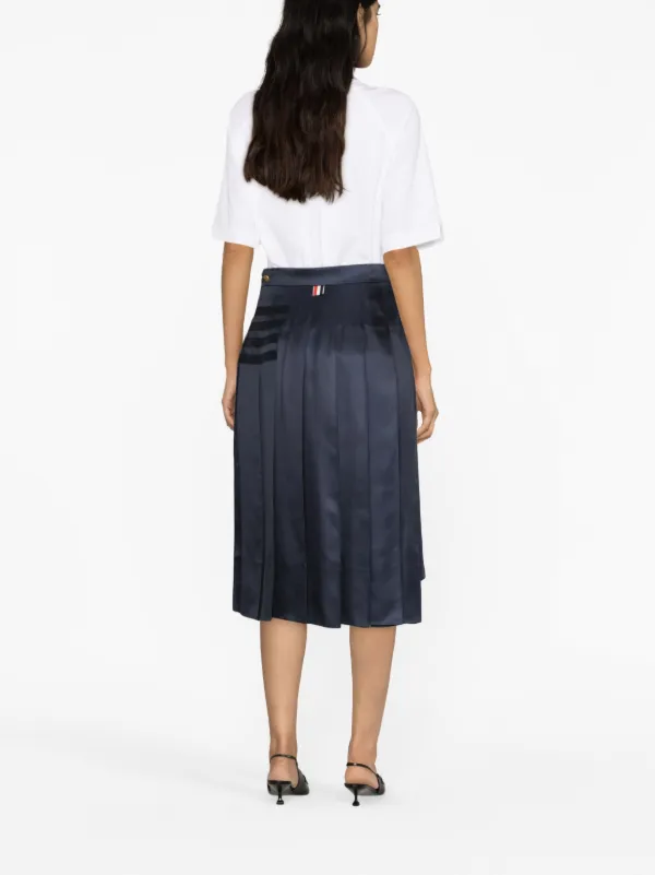 satin skirt navy pleated midi skirt