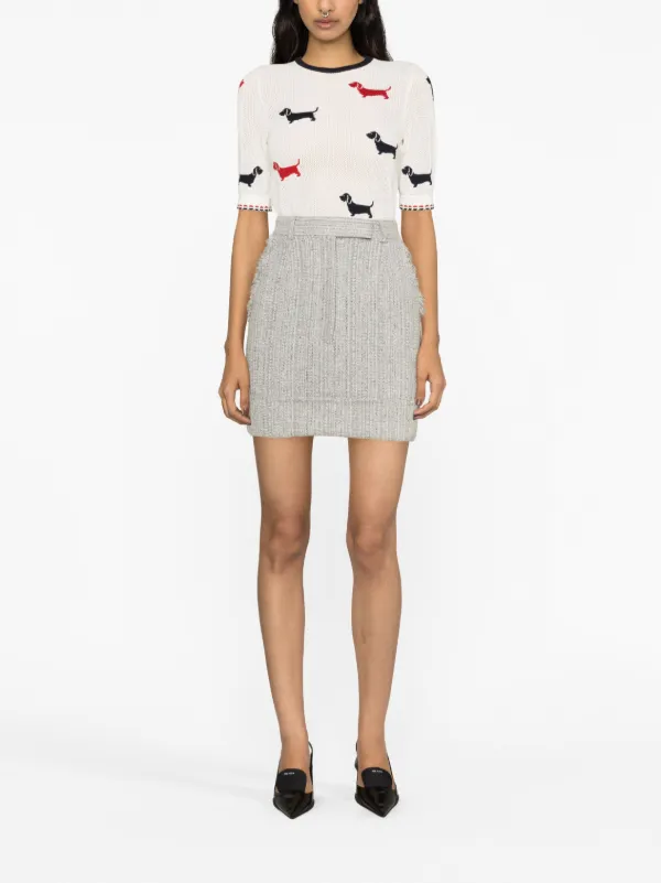 国内発送 THOM BROWNE トムブラウン ツイード ミニ スカート Thom Browne ツイード ミニスカート | グレー | FARFETCH JP