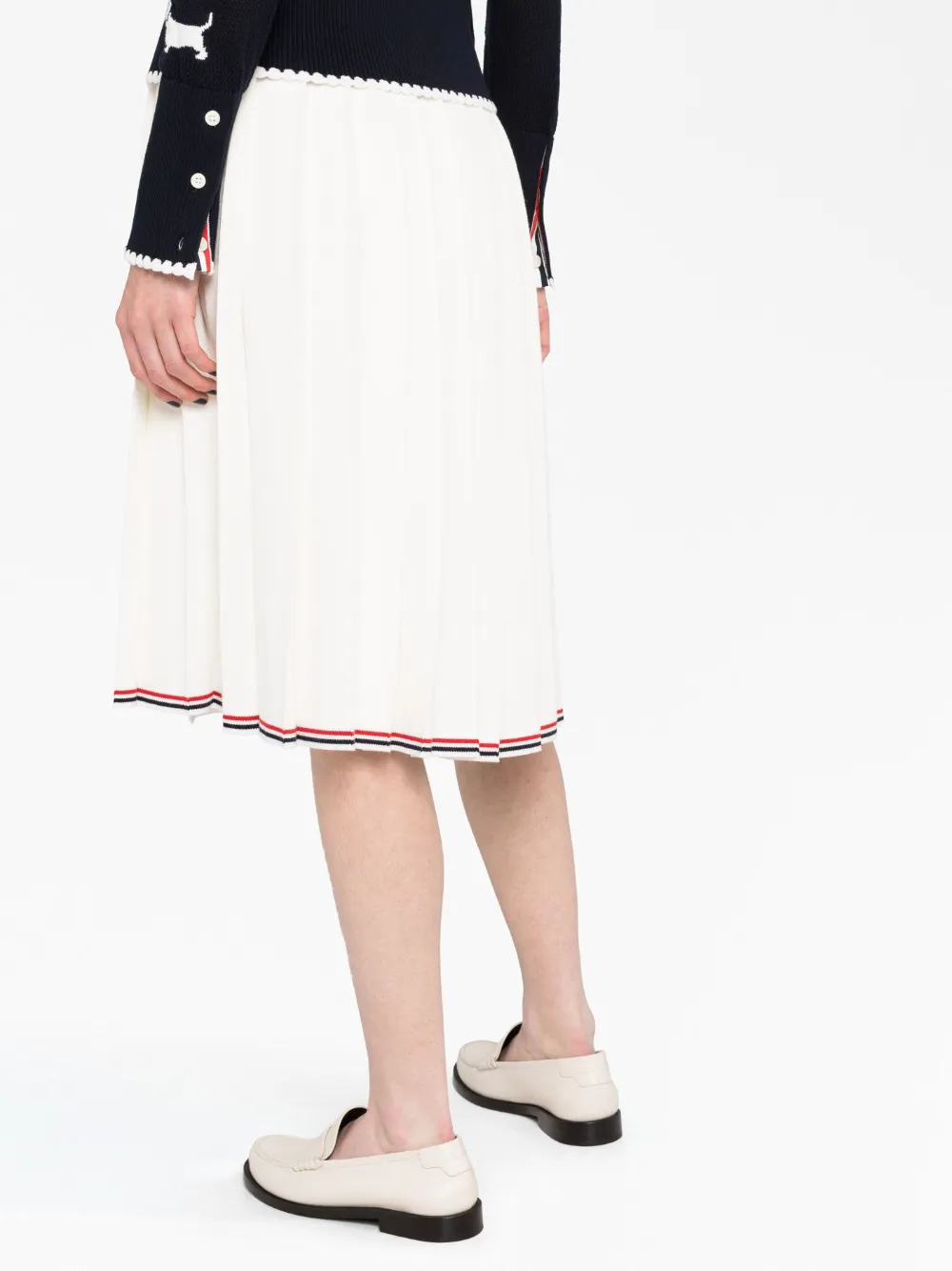 Thom Browne RWB-stripe Pleated Wrap Skirt | White | FARFETCH AU