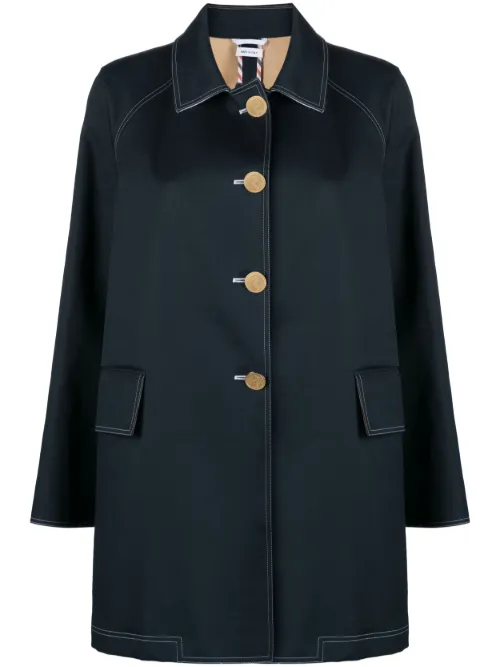 Manteau crop à bande tricolore - Thom Browne - Modalova