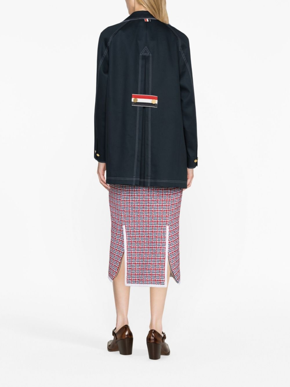 Shop Thom Browne Rwb-stripe Cropped Car Coat In Blue