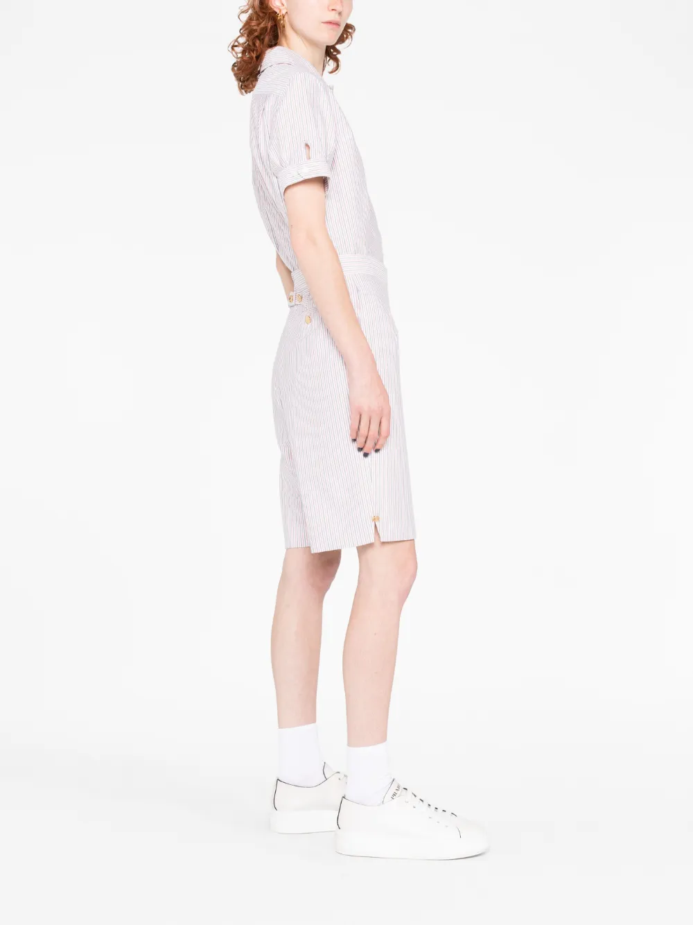 Shop Thom Browne Striped Bermuda Shorts In White