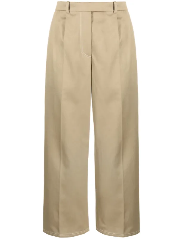 国内発 THOM BROWNE ホワイトコットンプリーツクロップドパンツ Thom Browne プリーツ クロップドパンツ | ホワイト | FARFETCH JP
