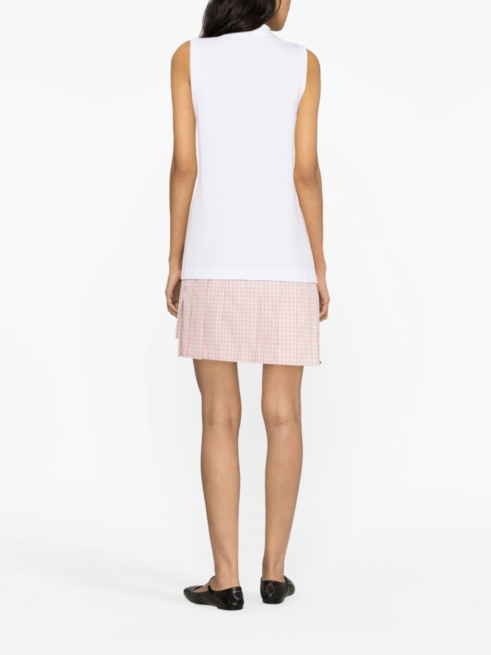 Shop Thom Browne Pleated-panel Polo Dress In White