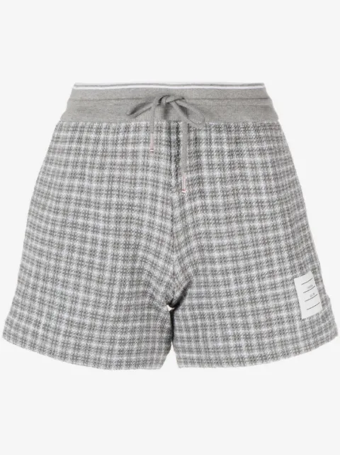 Thom Browne checked tweed track shorts