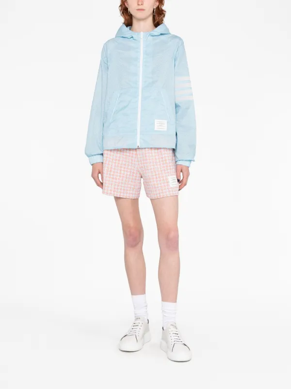 THOM BROWNE 4バー ストライプ フーデッド ジャケット Thom Browne 4-Bar Stripe Hooded Jacket | Blue | FARFETCH