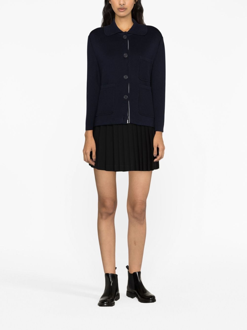 Shop Thom Browne Rwb-stripe Intarsia Jacket In Blue