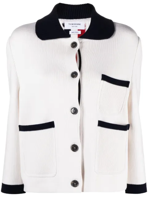 Thom Browne colourblock-trims knitted cardigan