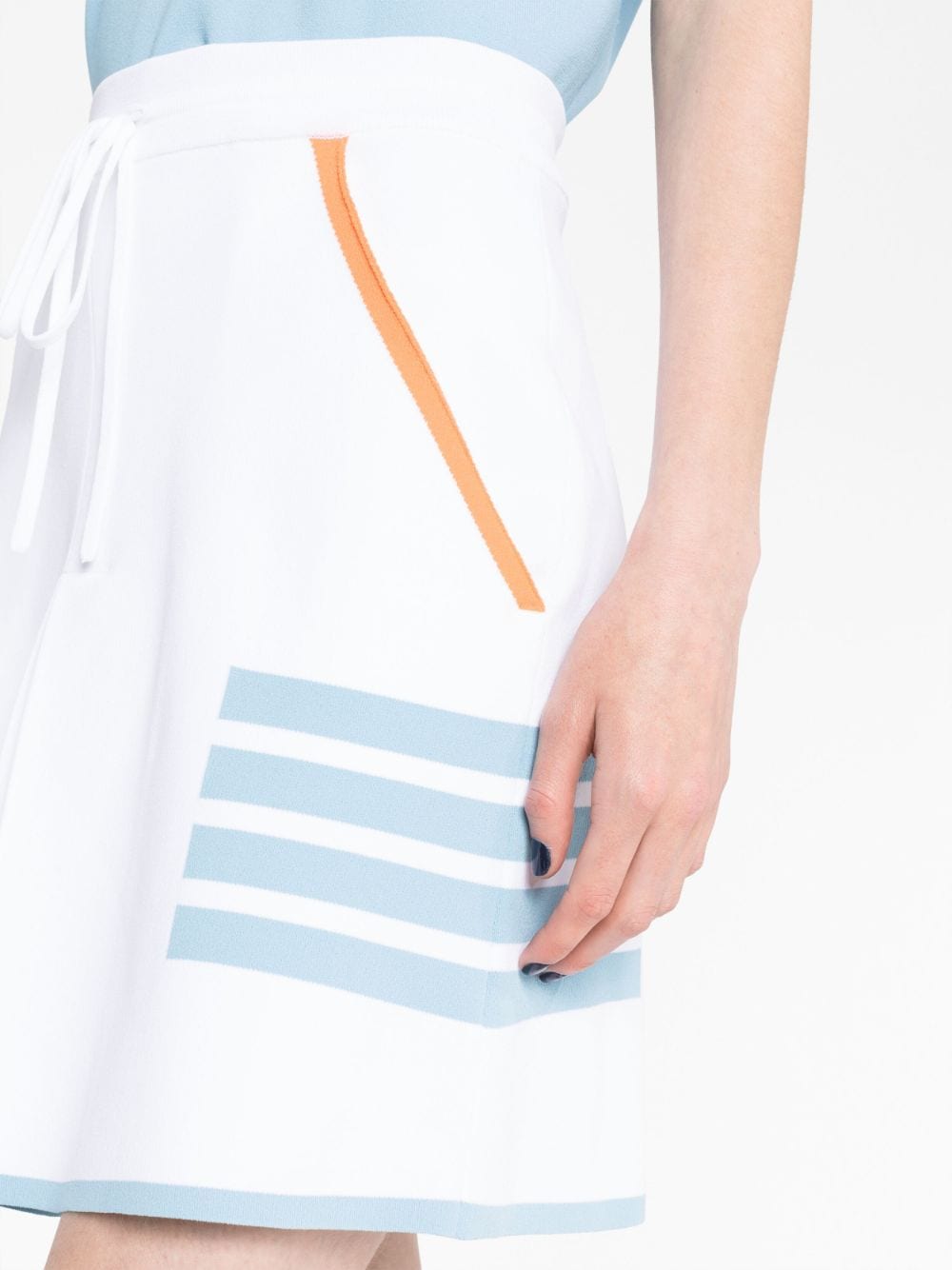 Shop Thom Browne 4-bar Stripe Box Pleat Miniskirt In White