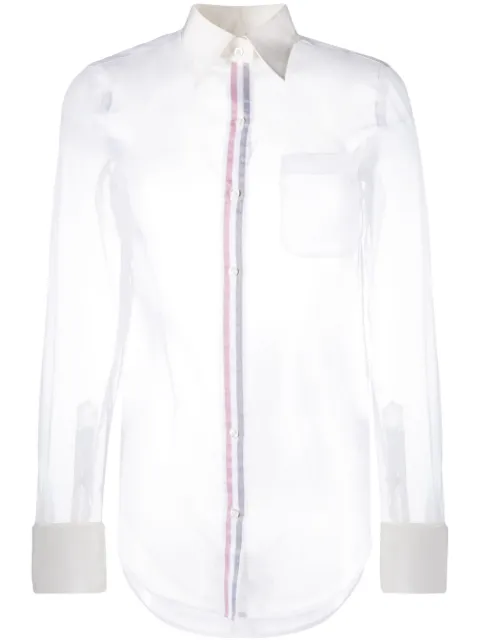 Thom Browne RWB-placket transparent silk shirt