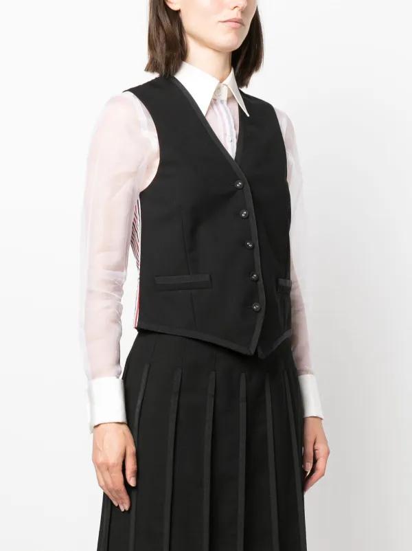THOM BROWNE アイボリー Vネックベスト　新品 Thom Browne Vネックベスト | ブラック | FARFETCH JP