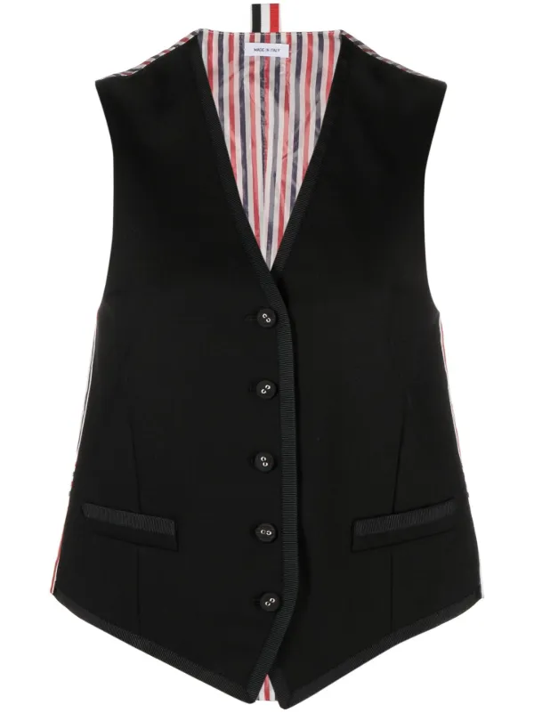 Thom Browne Vネックベスト | ブラック | FARFETCH JP