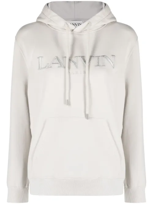 Hoodie en coton à logo brodé - Lanvin - Modalova