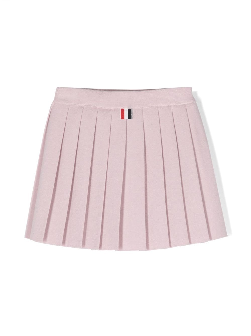 Shop Thom Browne Logo-patch Virgin Wool Pleated Skirt In Pink