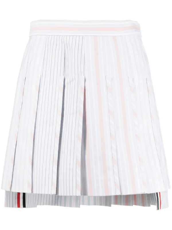 ★THOM BROWNE★ユニバーシティストライププリーツミニスカート Thom Browne ストライプ プリーツミニスカート | ホワイト